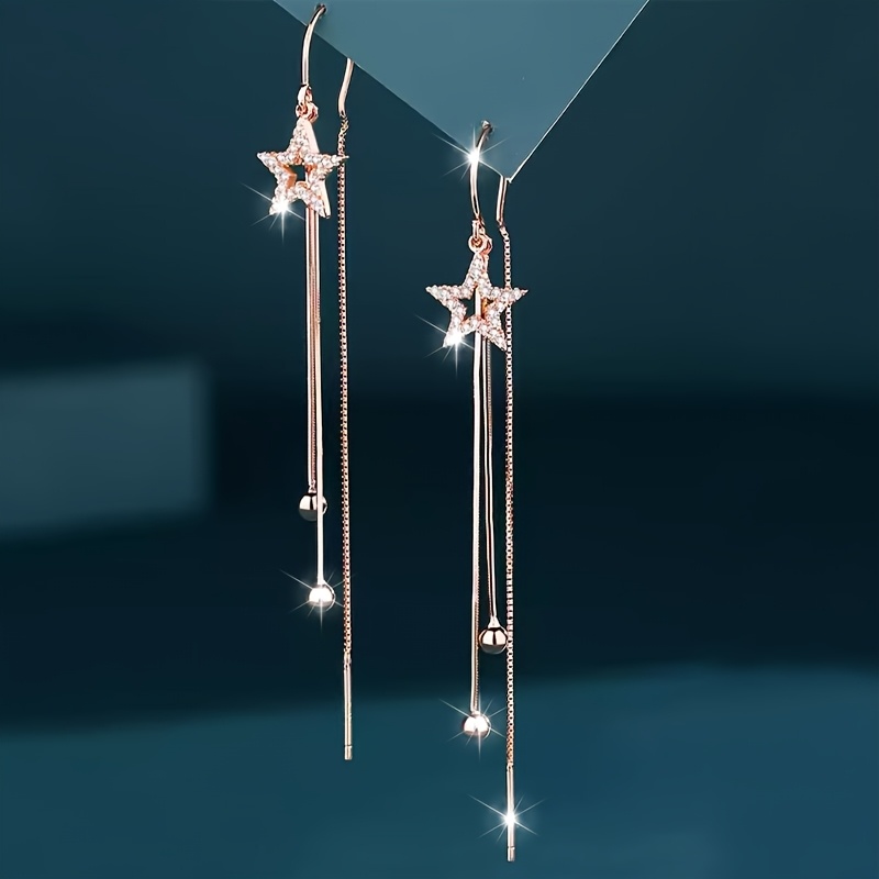 925 Silver Tassel Three Cube Drop Earrings for Women